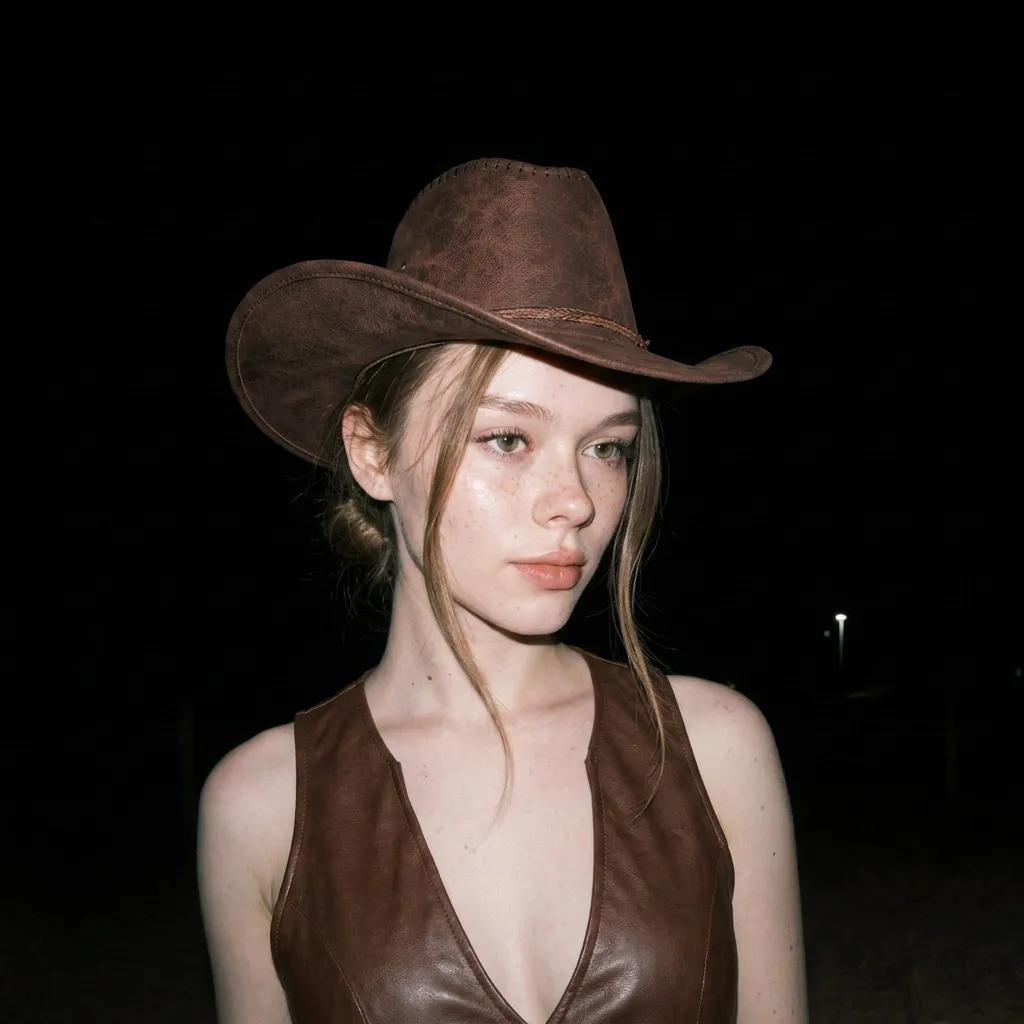 Cowboy Hat Night Outdoor Scene Centered Shot