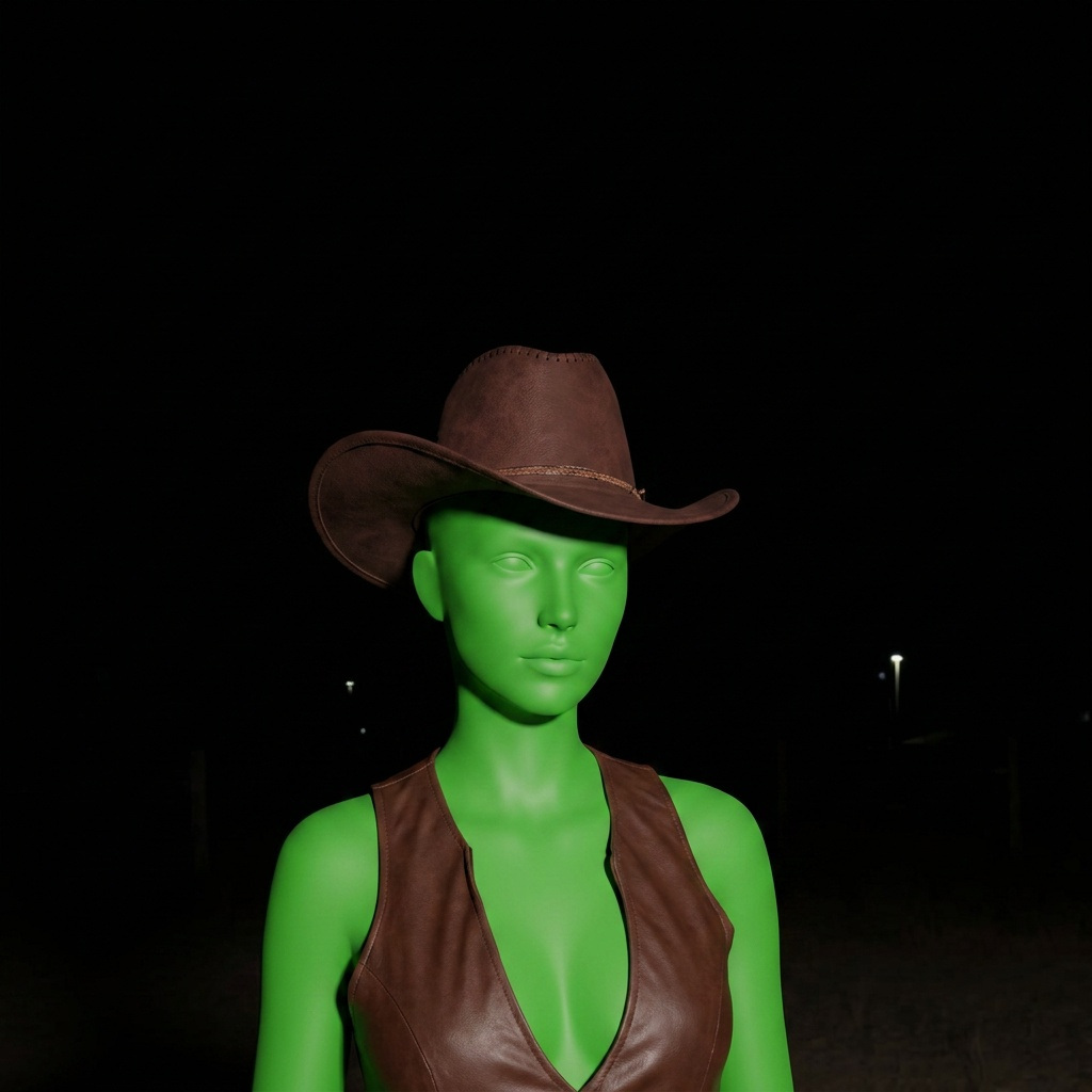 Template for Cowboy Hat Night Outdoor Scene Centered Shot