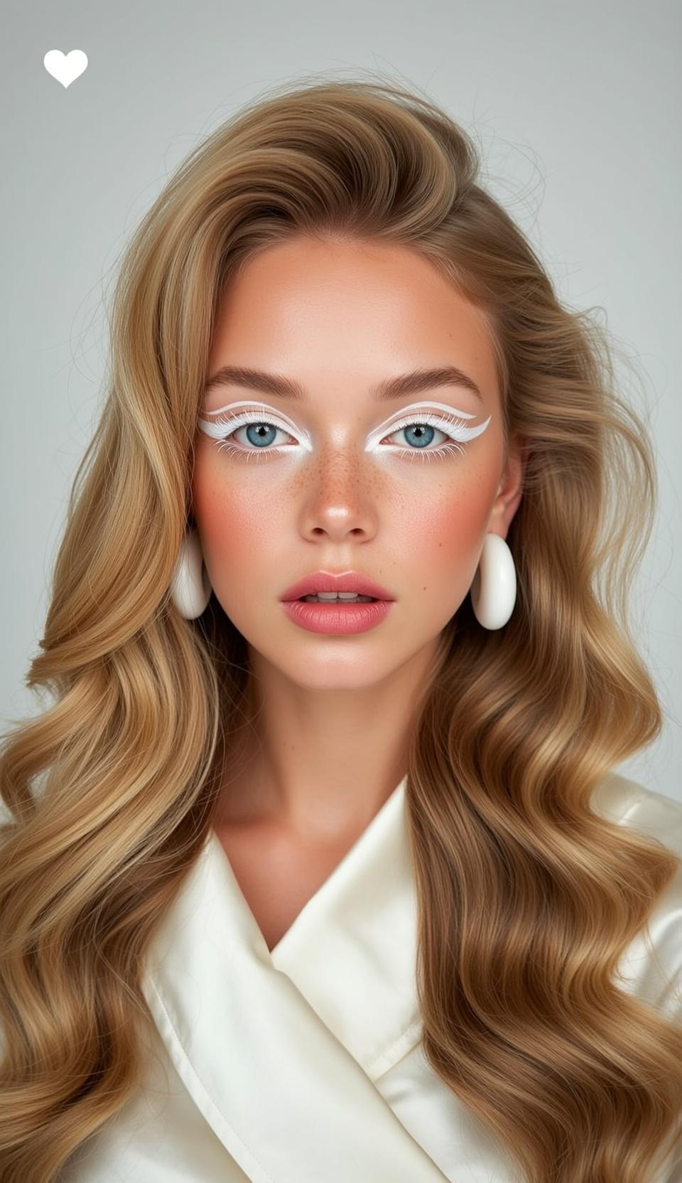 Makeup Photorealistic Close-up Young Striking Blue Eyes
