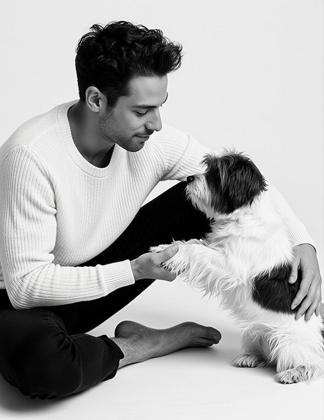 Dog Paw Kneeling Portrait