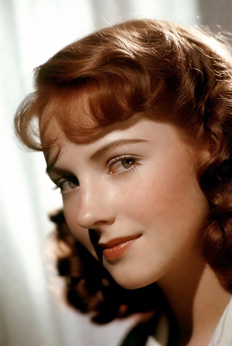 Close-up portrait of a person styled in 1940s waves, soft lighting highlighting their features against a neutral background.