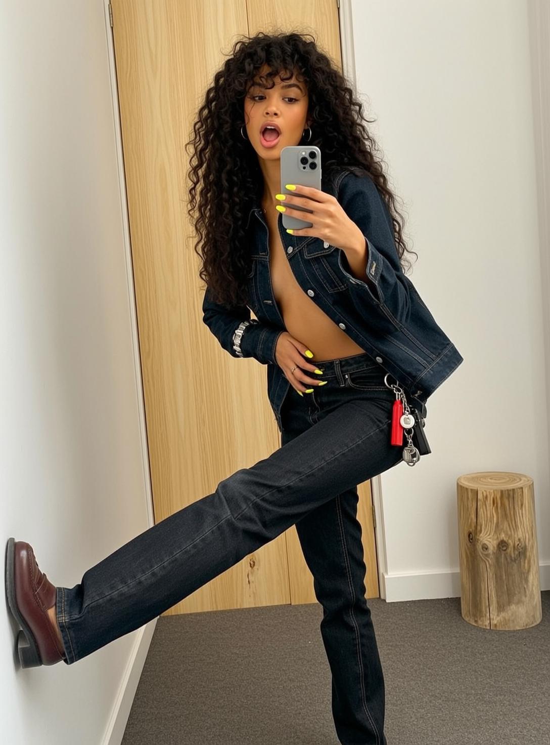 Casual Young Long Dark Curly Medium Complexion