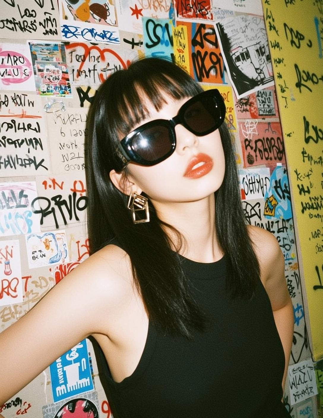 90s Young Long Straight Black Bangs Fair