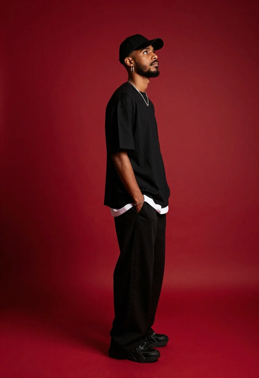 Studio Fashion Portrait Subject Young Man With Dark Skin And reference photo