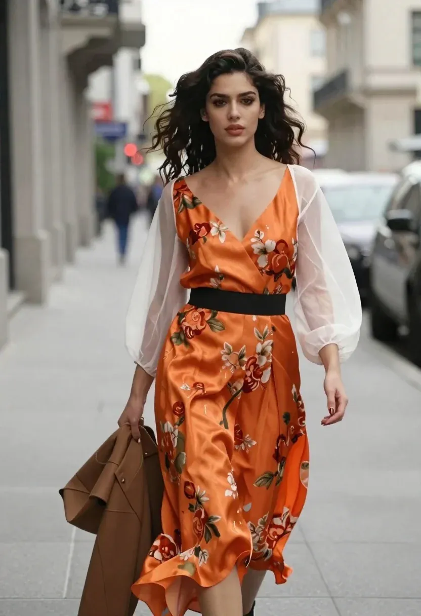 Digital Portrait Confident Woman Walking Down Urban Street Subject Young