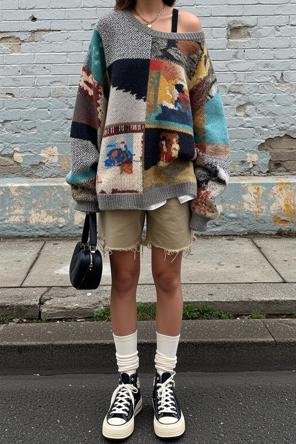 Patchwork Sweater Street Style
