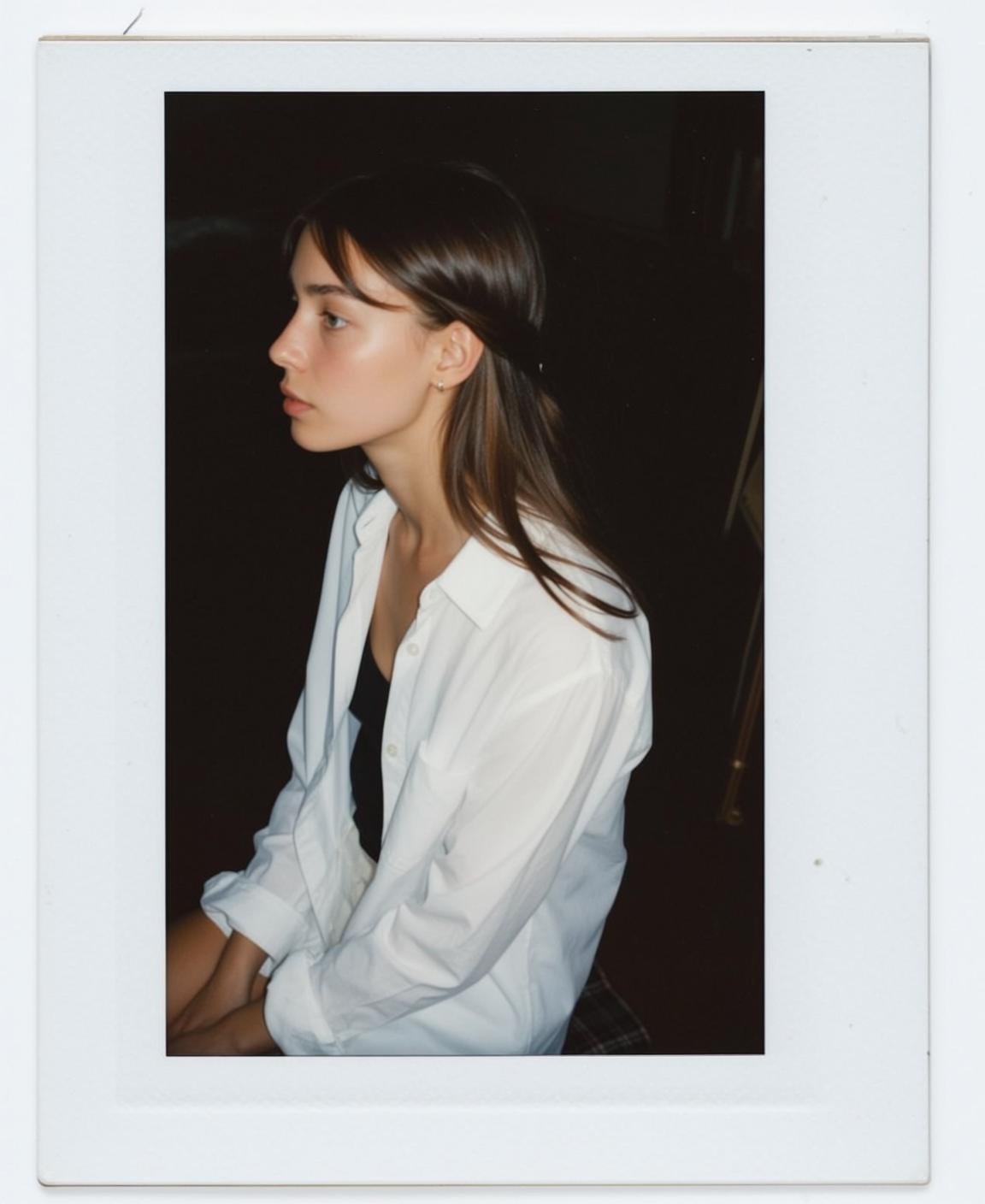 Sitting Profile Plaid Skirt Portrait