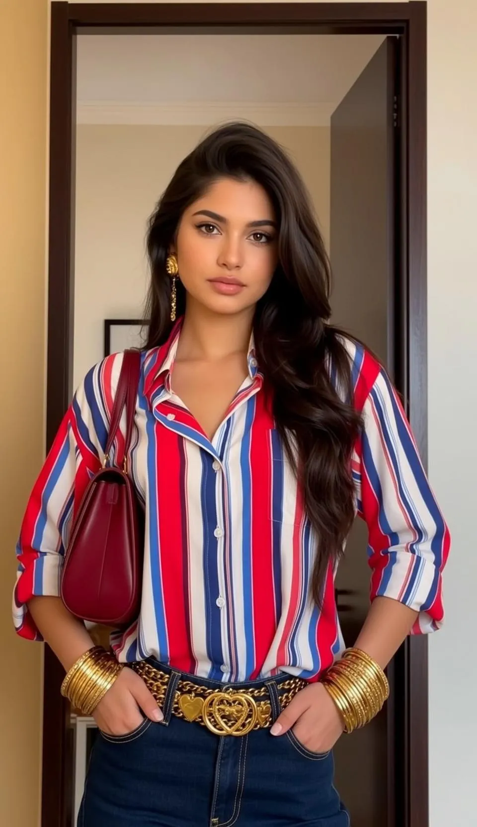 Striped Shirt Black Belt