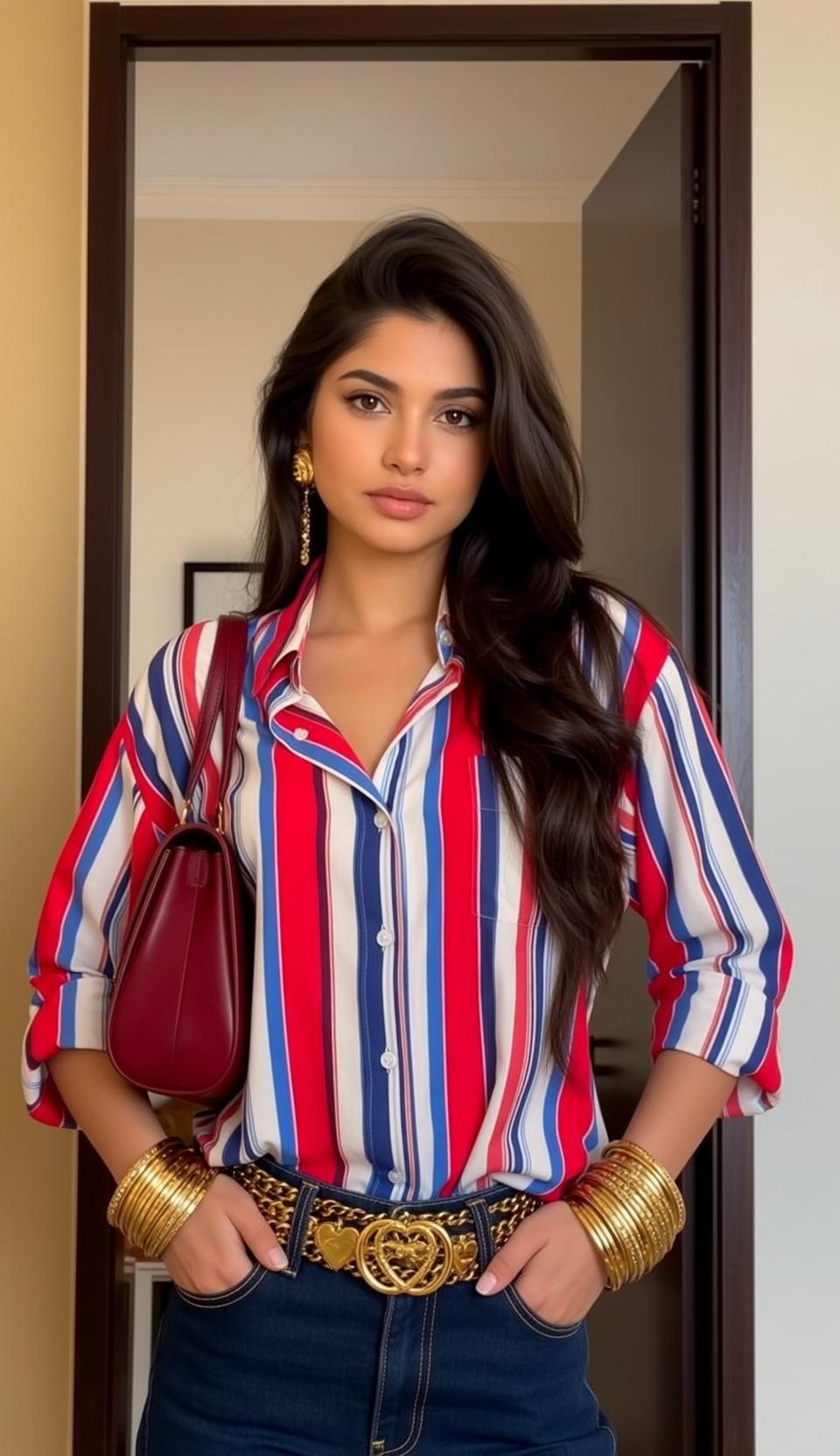 Striped Shirt Black Belt