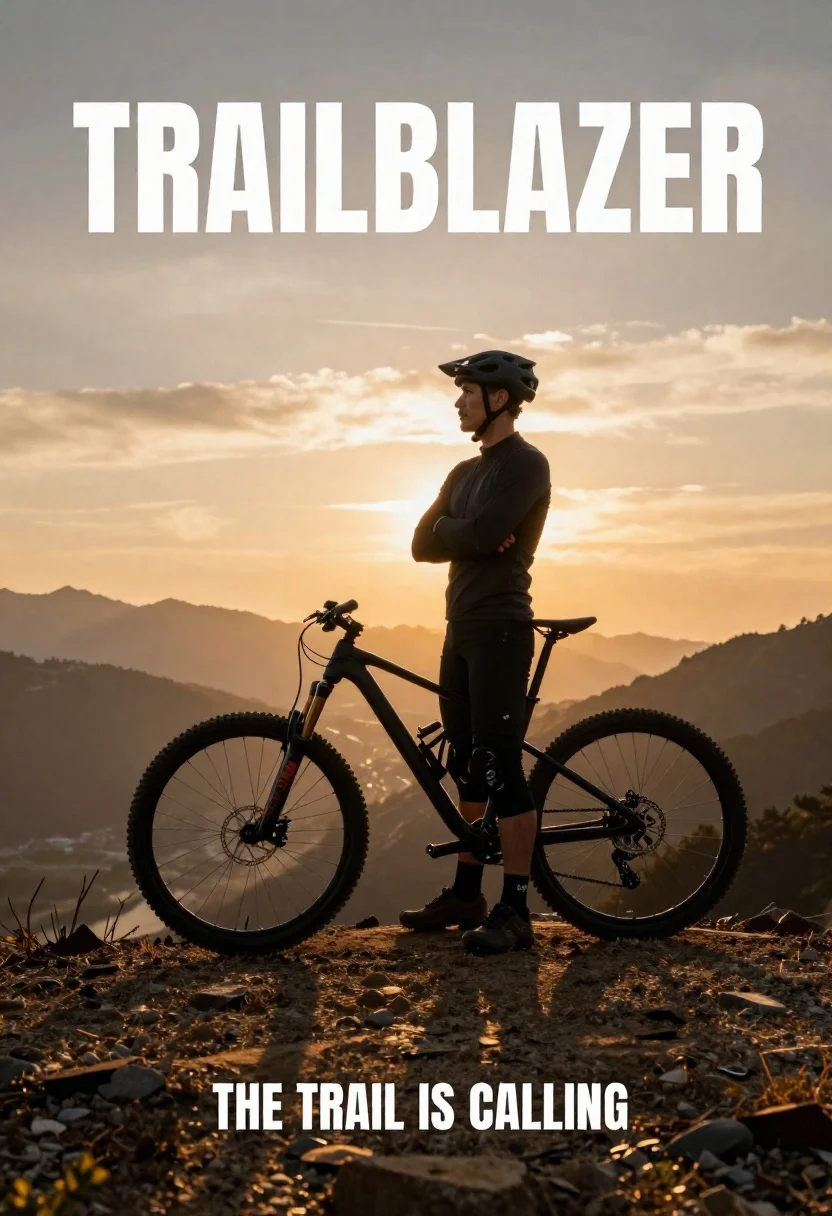 Lone Mountain Biker Stands Confidently Beside Black Full-suspension Bike Rocky