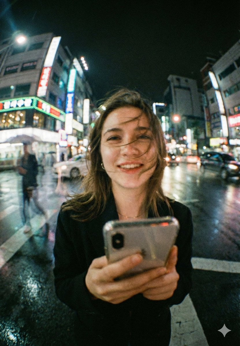 City Street Night Smartphone Smile