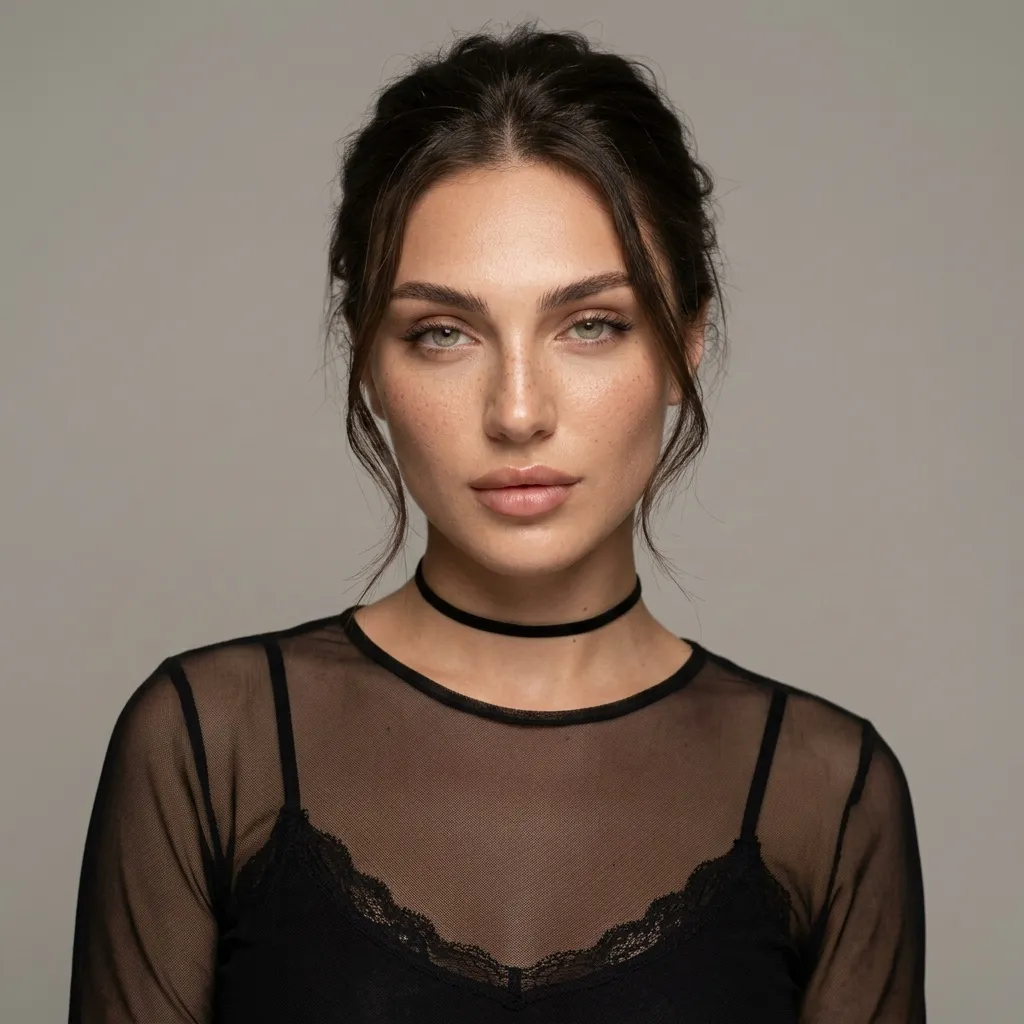 Studio Portrait Sheer Black Mesh Lace Choker