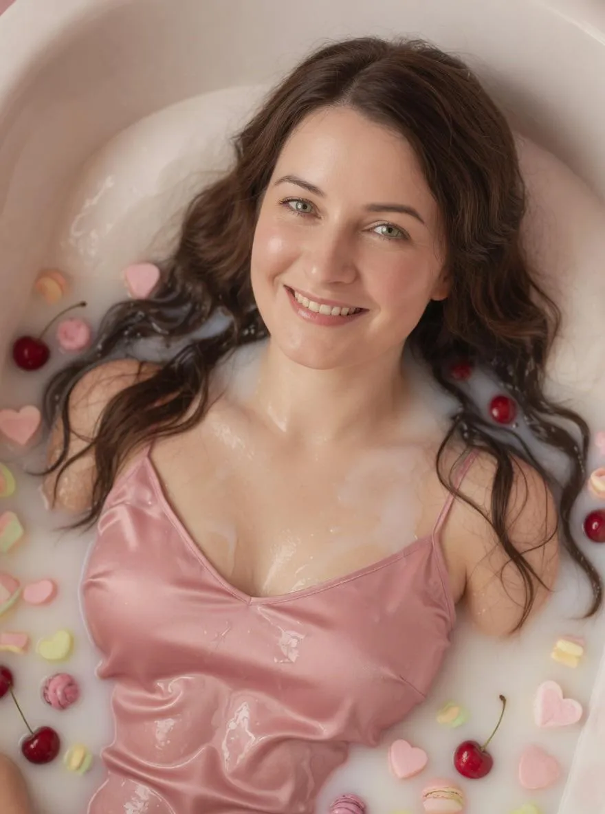 Milk Bath With Cherries And Macarons