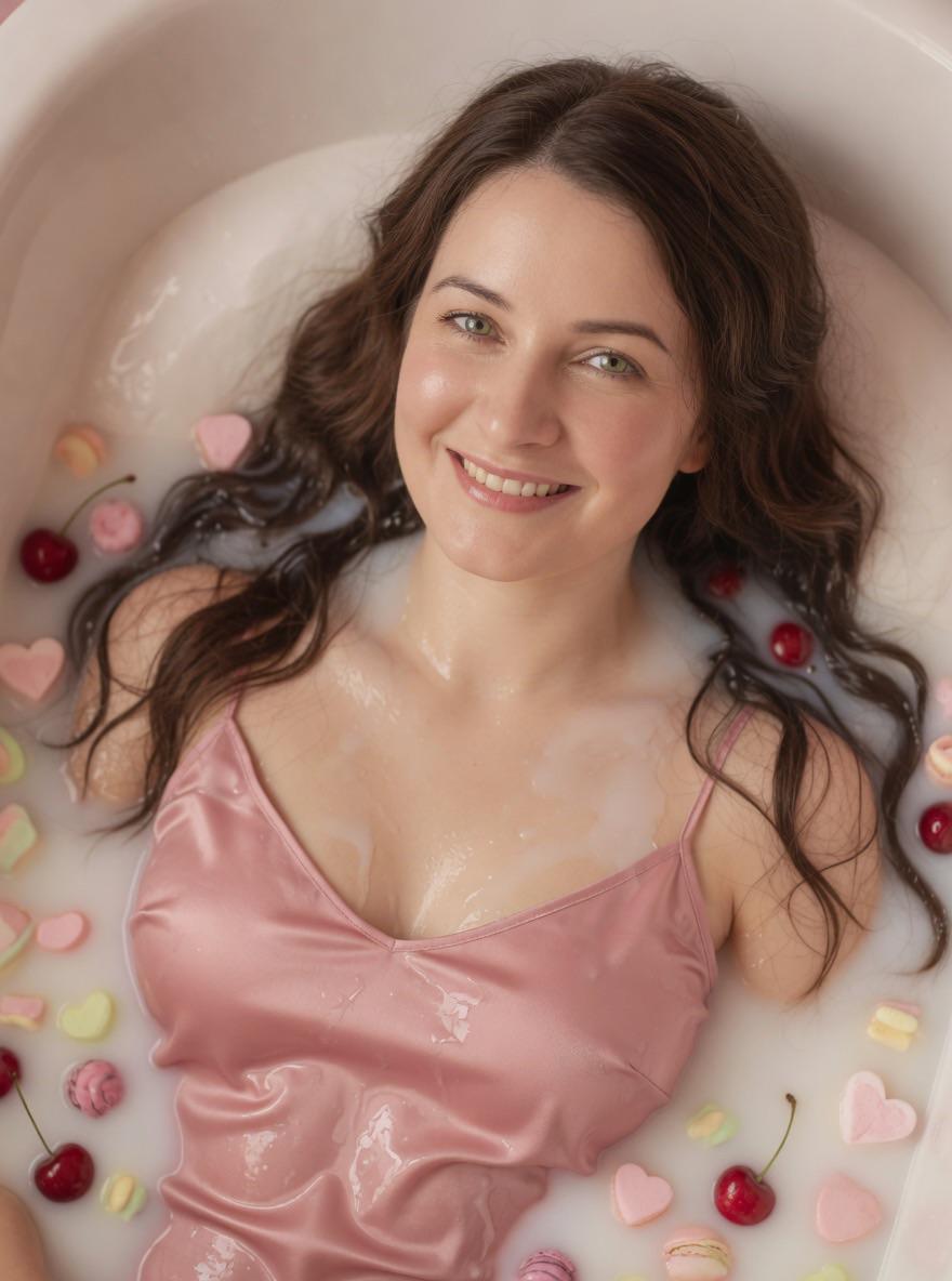Milk Bath With Cherries And Macarons