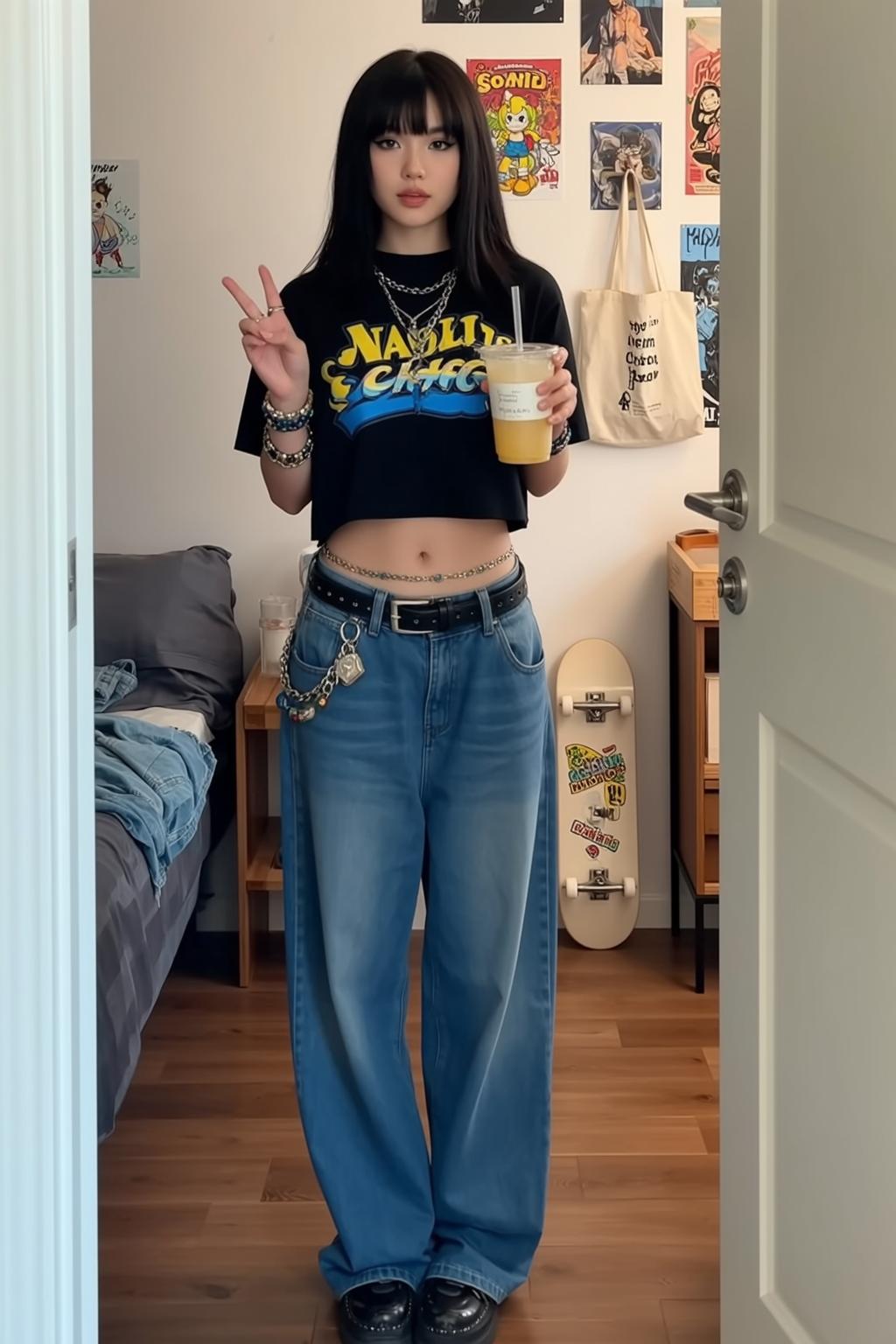 Bedroom Yellow Drink Peace Sign
