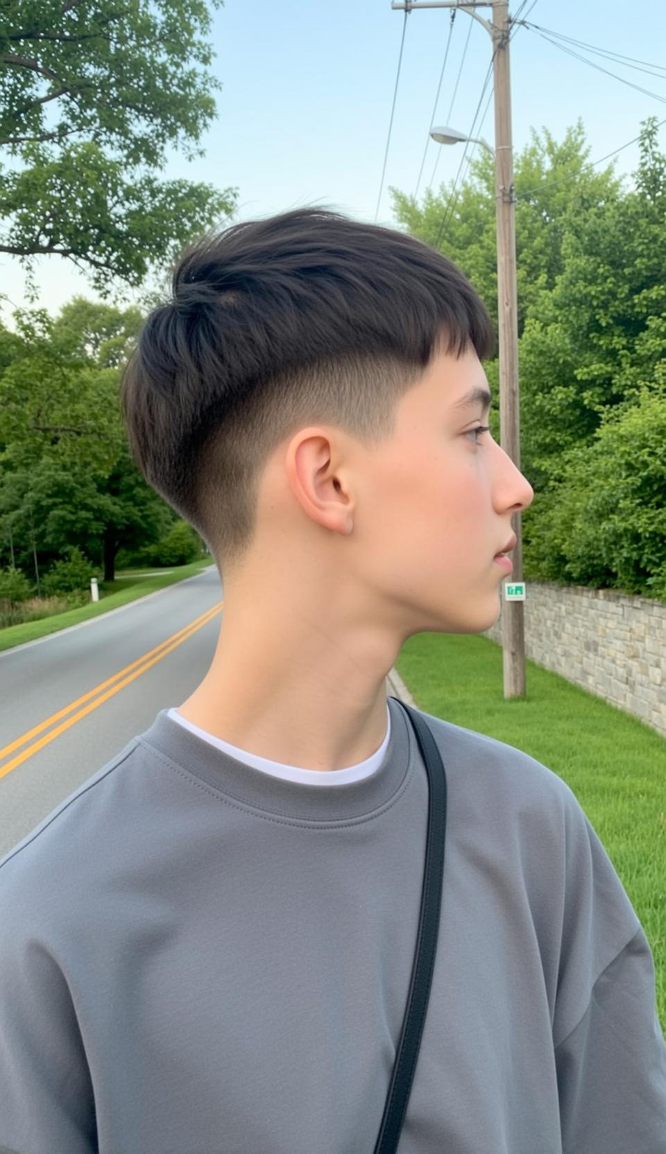 Man Profile Grey Sweatshirt Black Strap