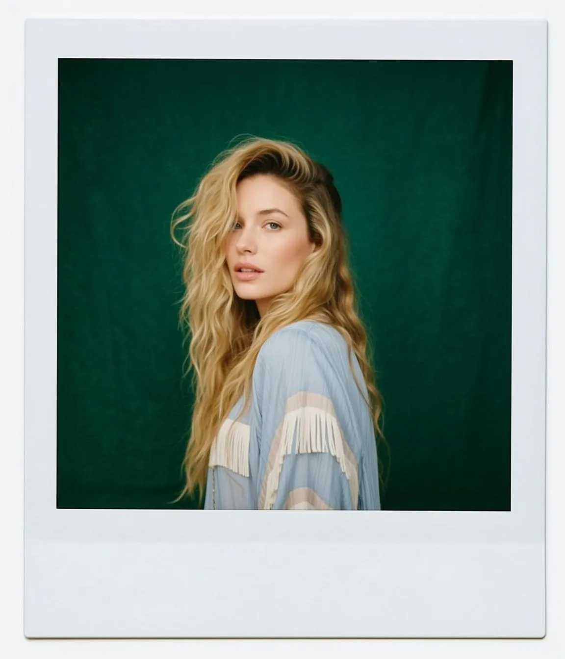 Fringe Top Green Backdrop Portrait