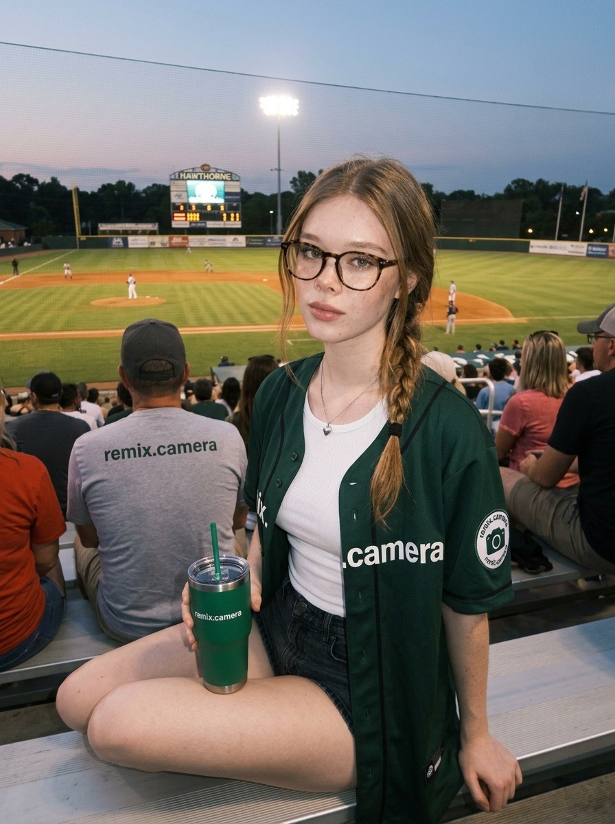 Baseball Stadium Bleachers Twilight Curly Hair Glasses Jersey