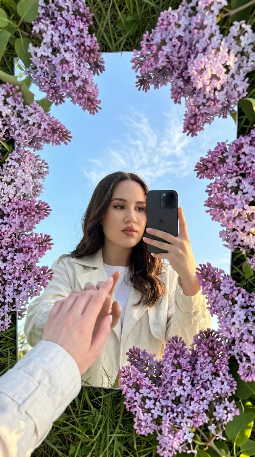 Lilac Bush Selfie Mirror View From Below