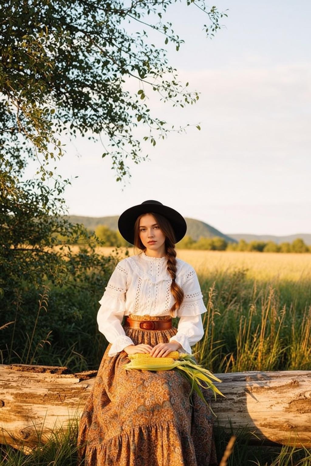 Autumn Young Long Brown Braid Fair White