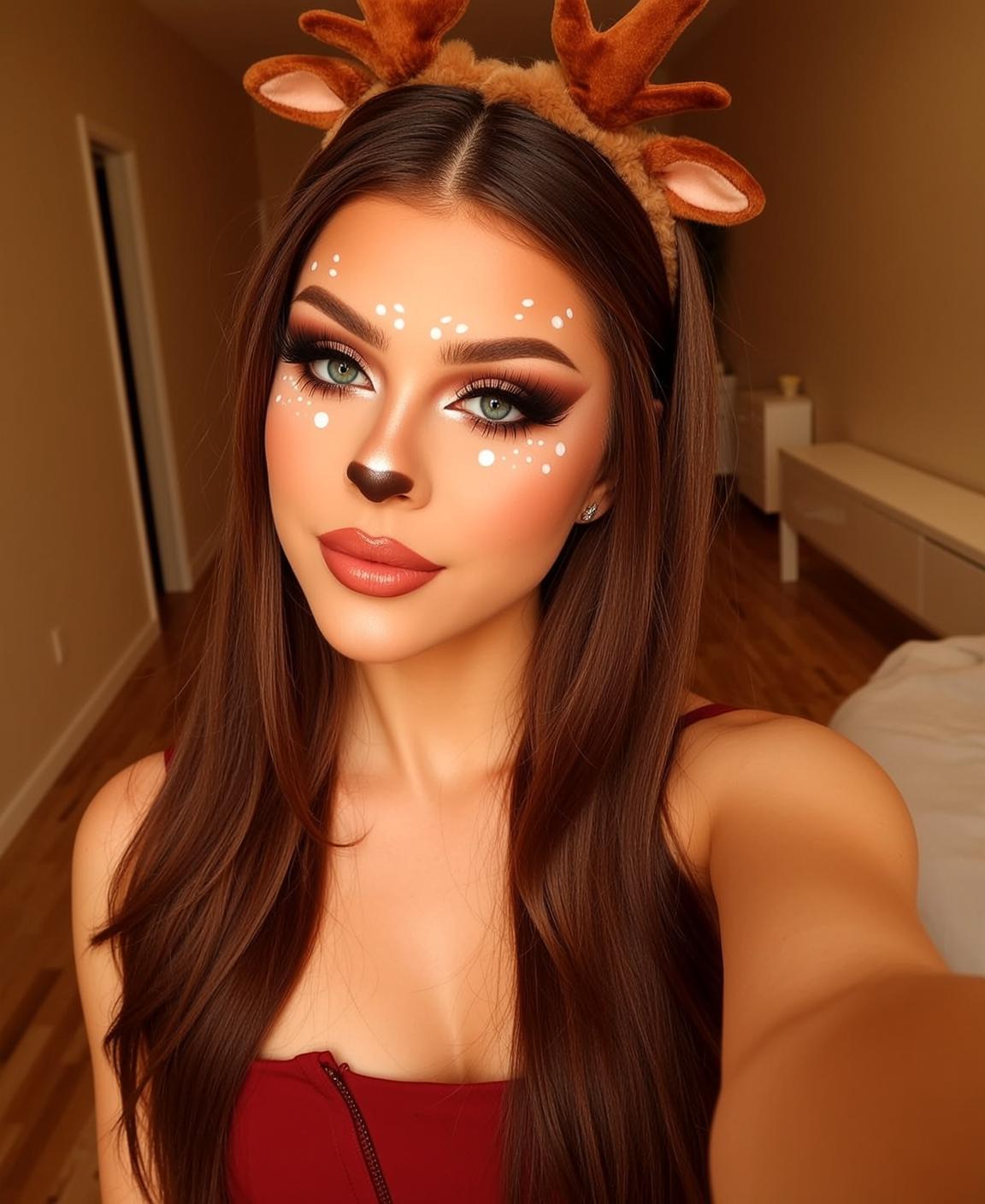 Halloween Makeup Young Deer Long Dark Brown
