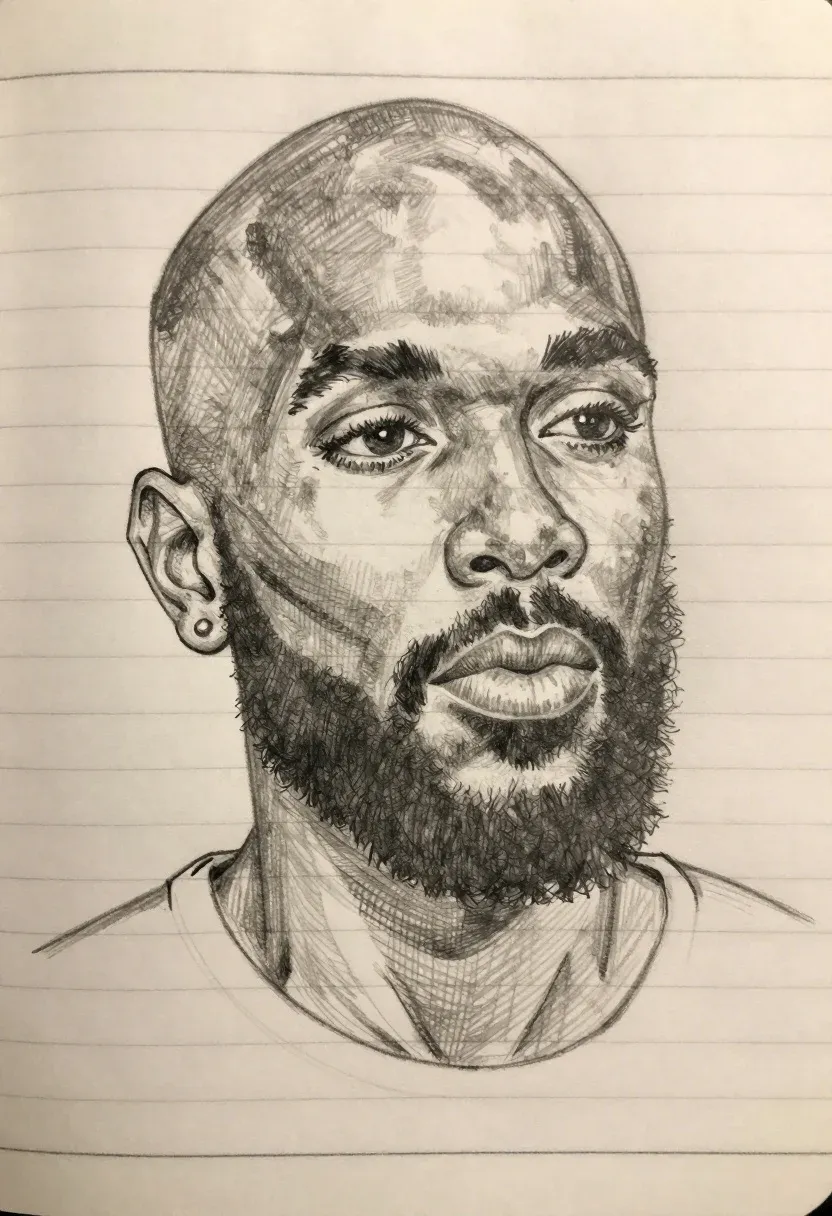 Ear Cuff In A Pencil Sketch Notebook Portrait