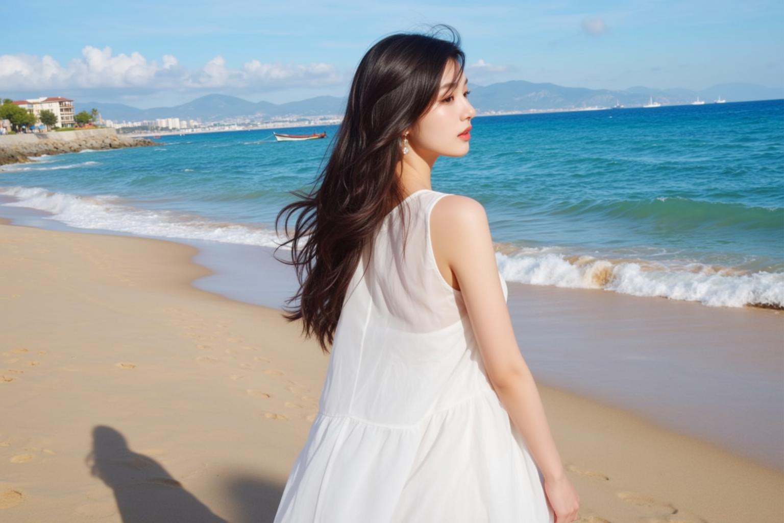 White Dress Sunny Beach