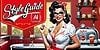 Retro Diner Woman With Pickle And Banner