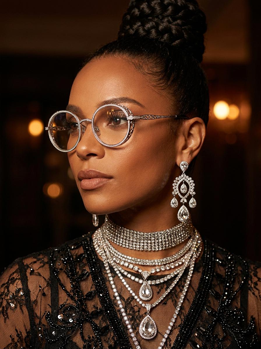 Luxury Jewelry Editorial Close Up Portrait Dark Interior