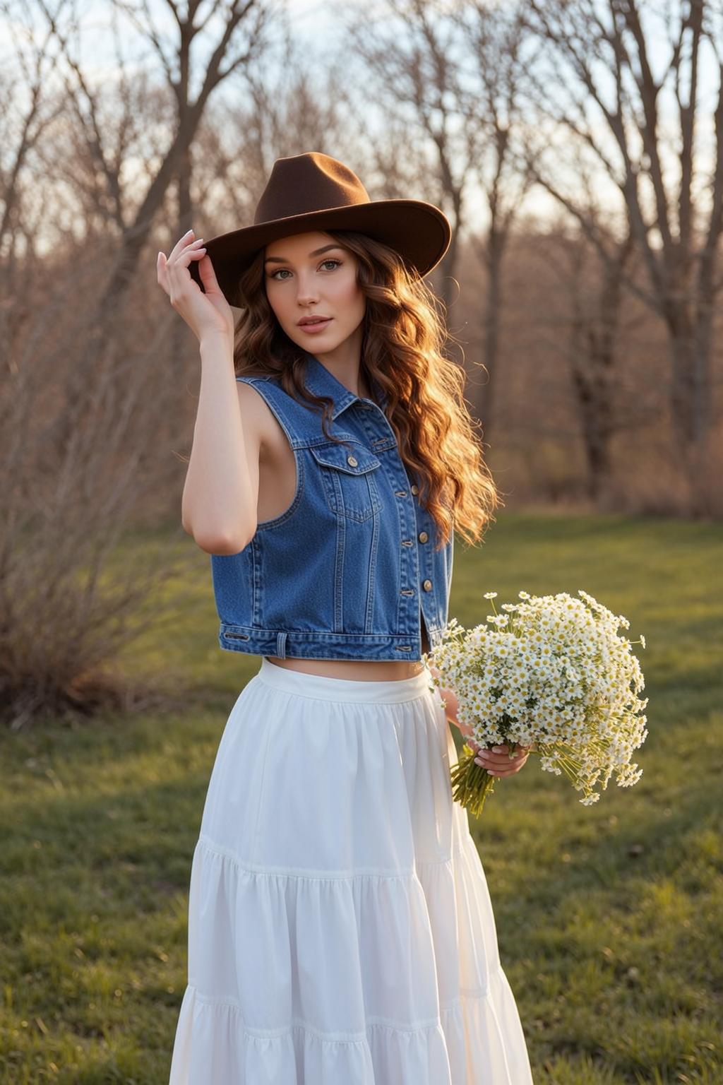 Denim Vest Hat Bouquet