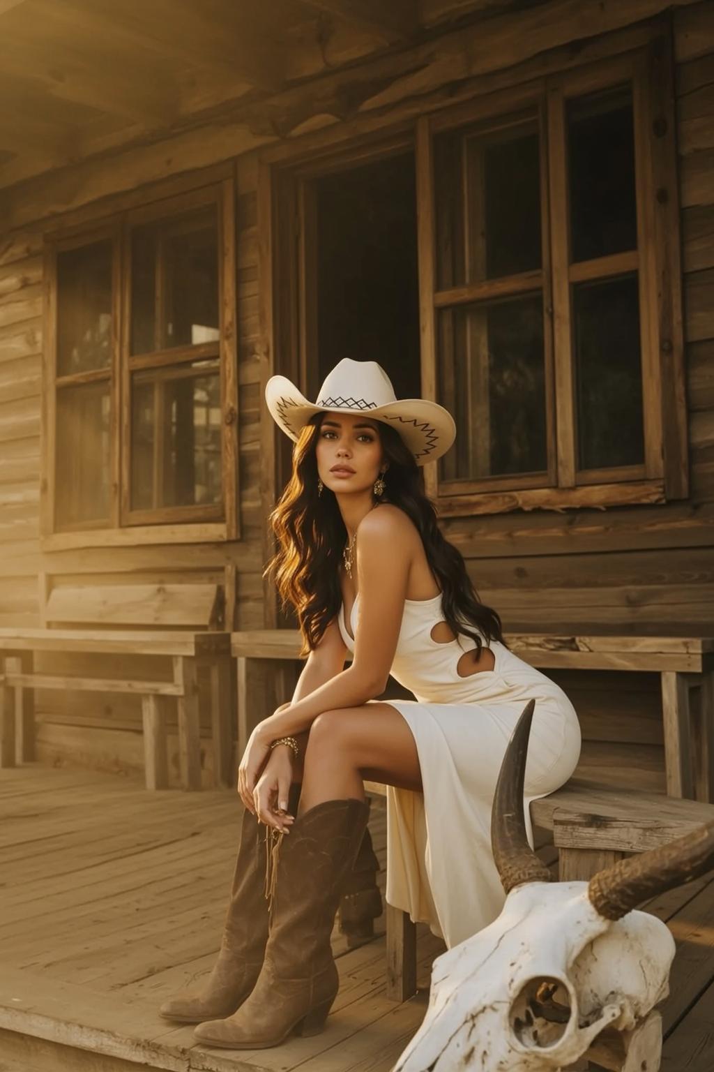 Cutout Dress Rustic Porch Pose