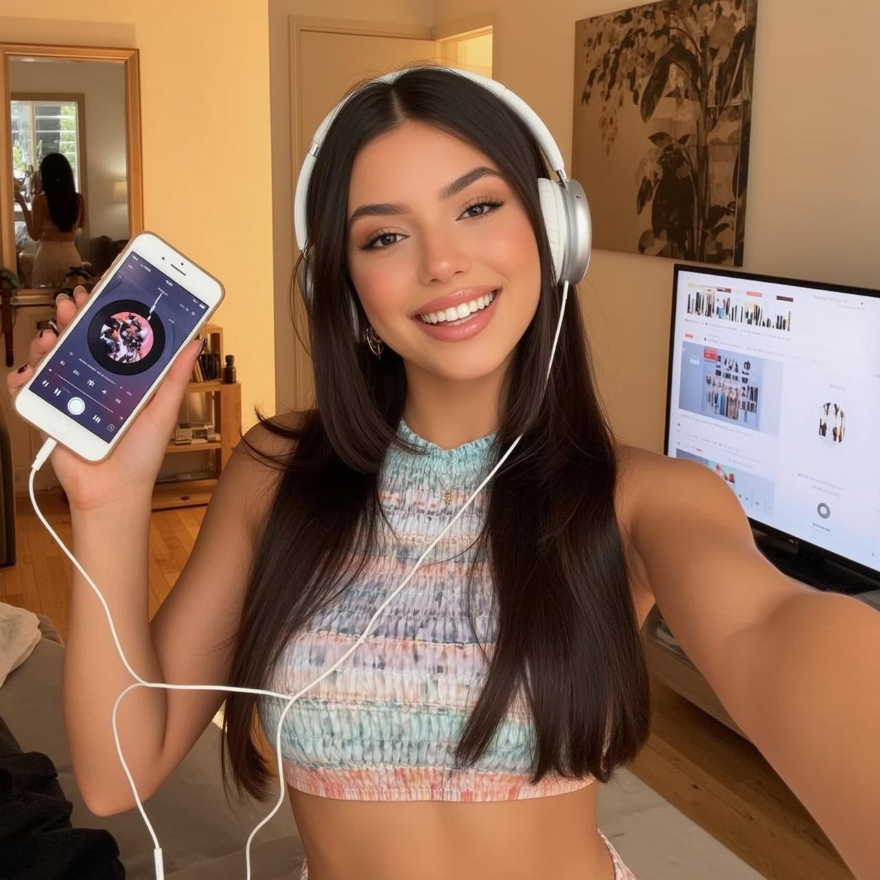 Explore Positioned Facing Holding White Smartphone Her