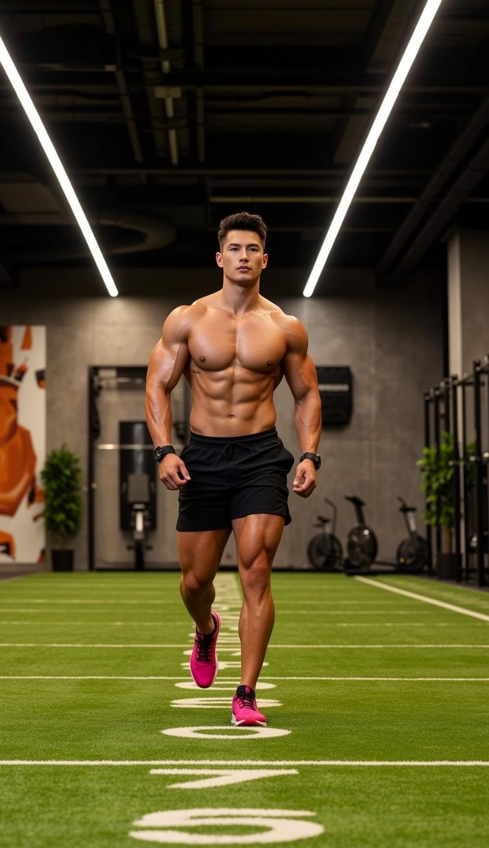 Athletic Male Short Dark Styled Tanned Muscular