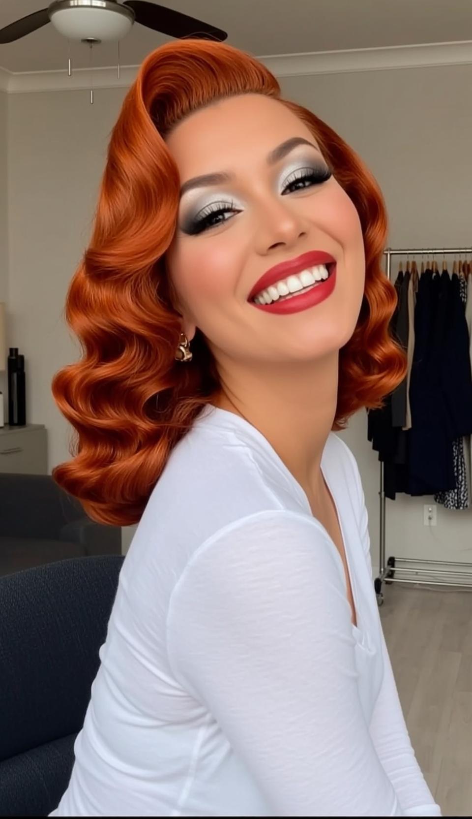Orange Red Hair Woman Happy Smile Indoors