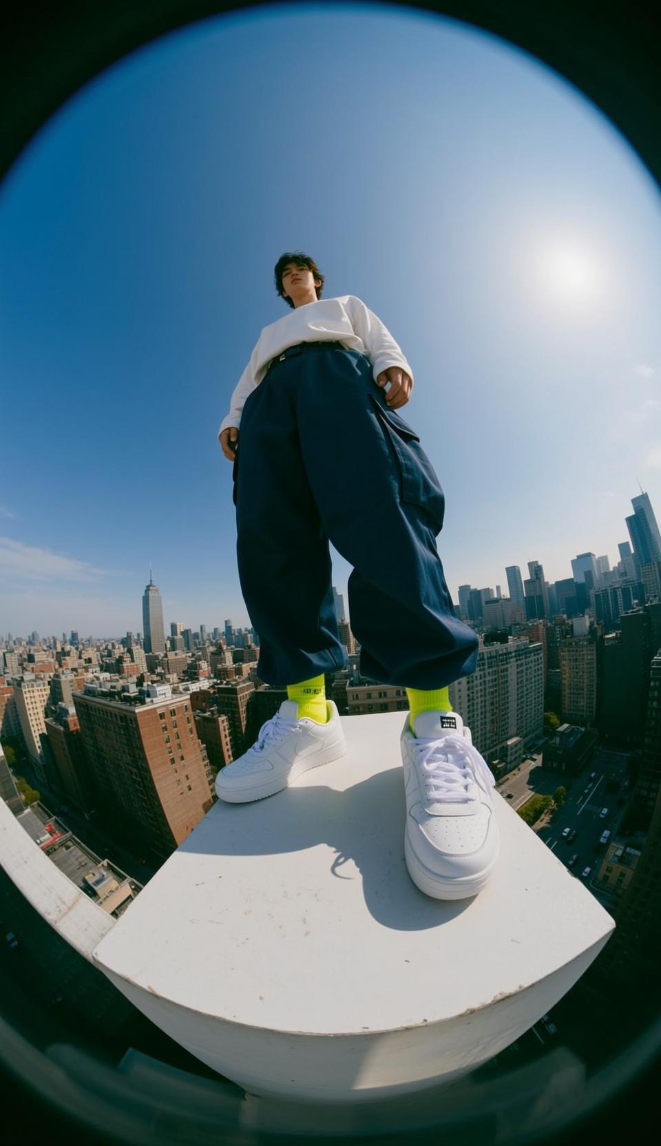 Fisheye Young Dark Short Messy Fair White