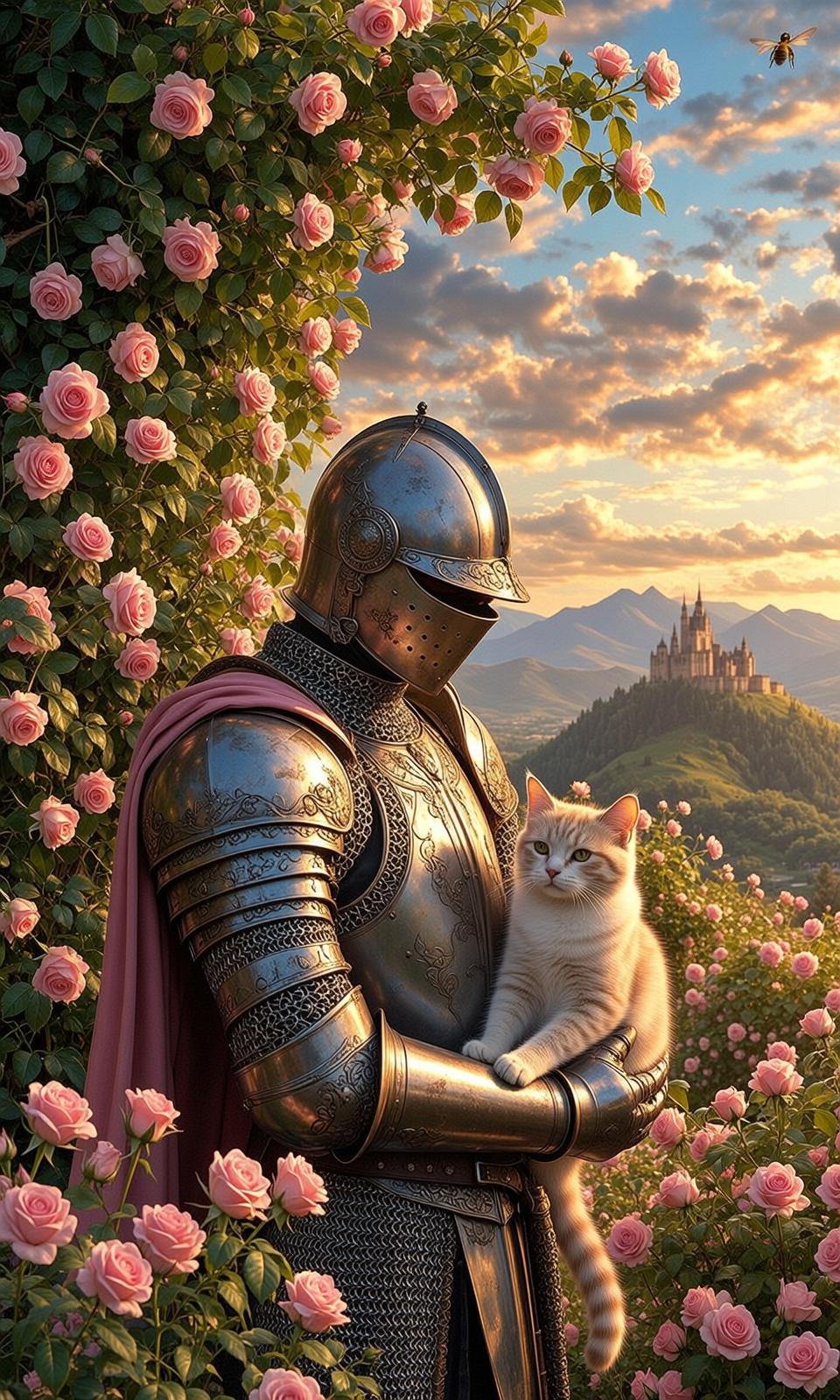Knight With Cat Portrait