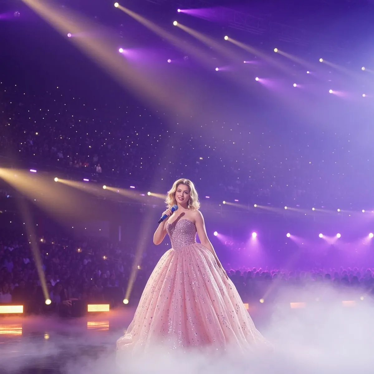Concert Stage Pink Gown Singer