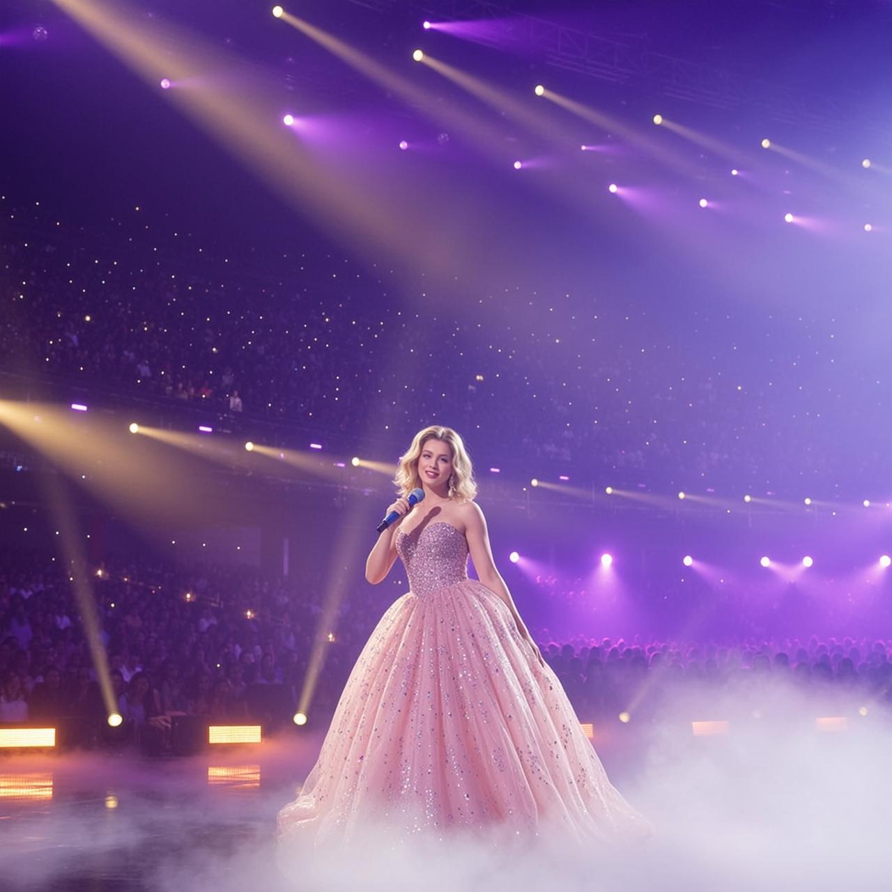 Concert Stage Pink Gown Singer