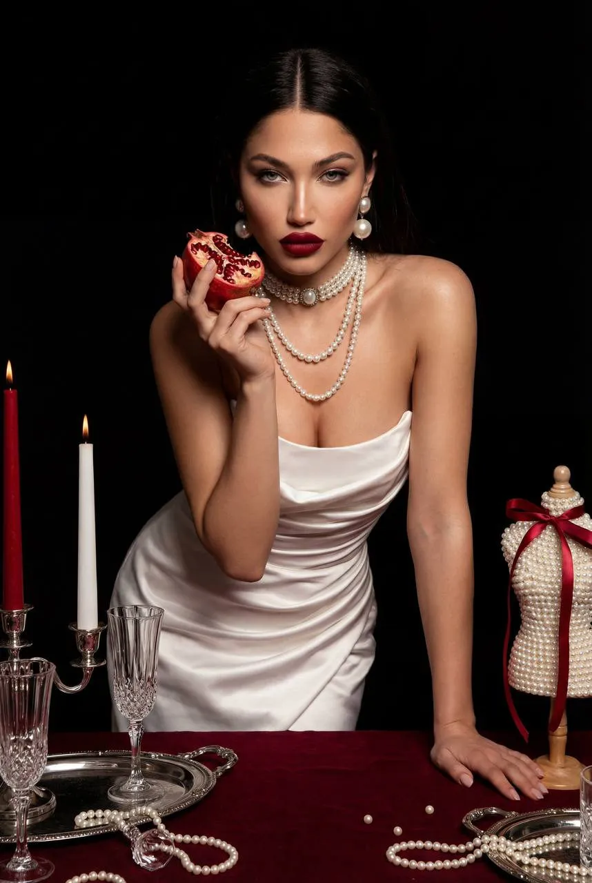 Makeup Earrings And Necklace In Studio Portrait