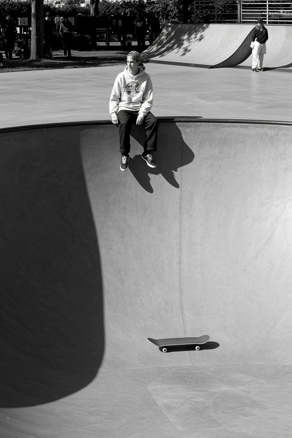 Skate Park Black And White Cinematic Young Man