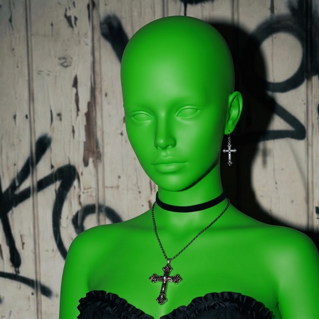Template for Earrings And Necklace By A Wall
