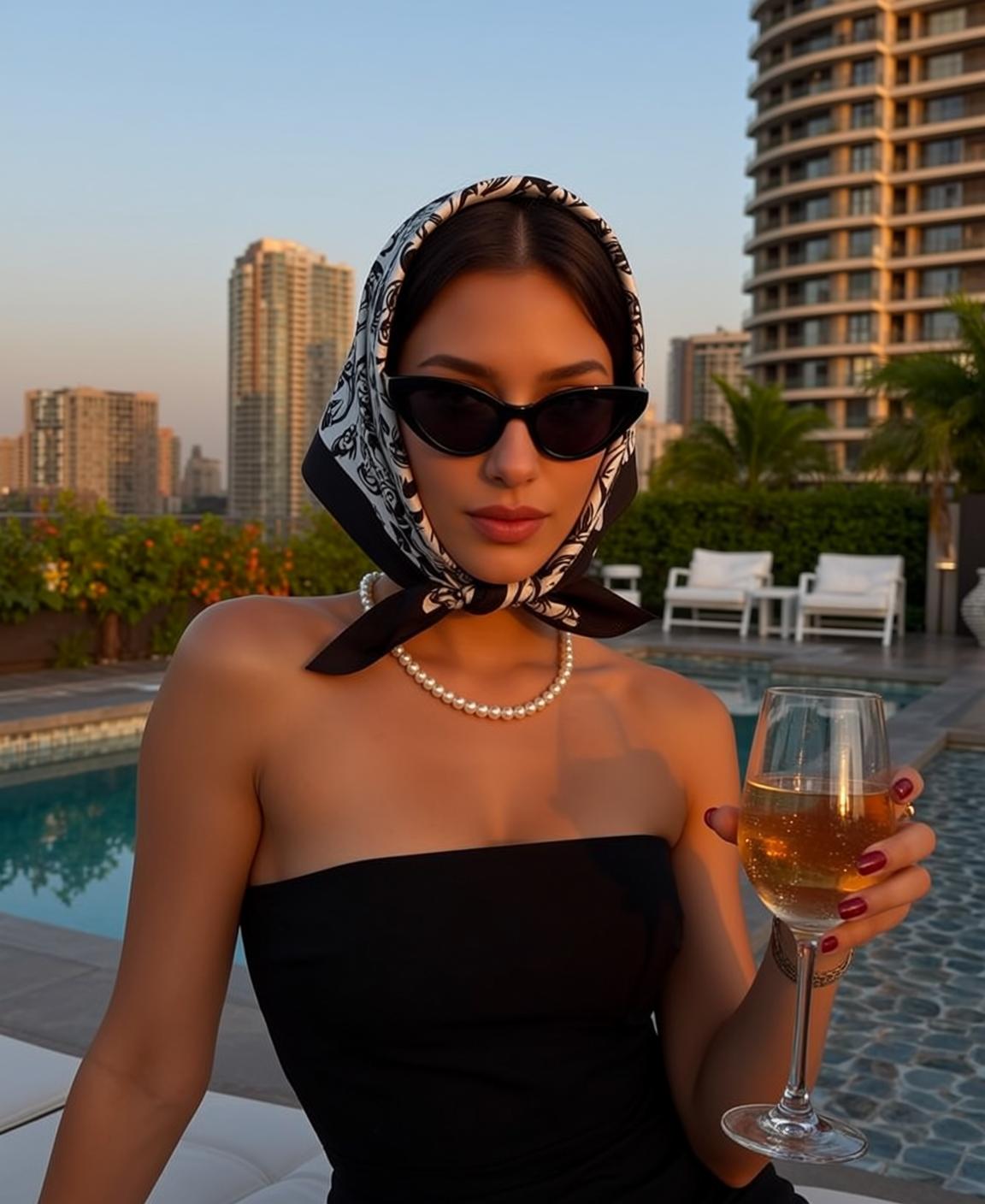 Glossy Cat Eye Sunglasses In An Angled Portrait reference photo