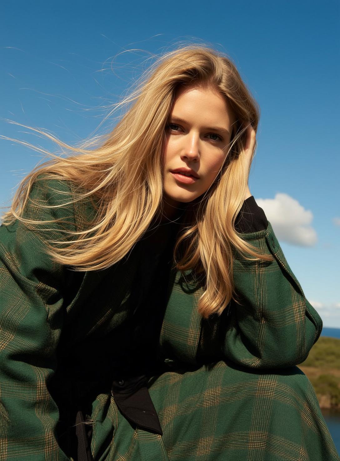 Green Plaid Jacket Turtleneck