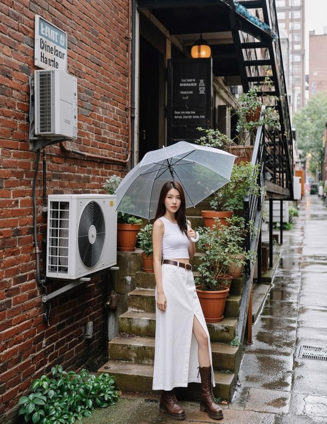 White Skirt Umbrella Alley