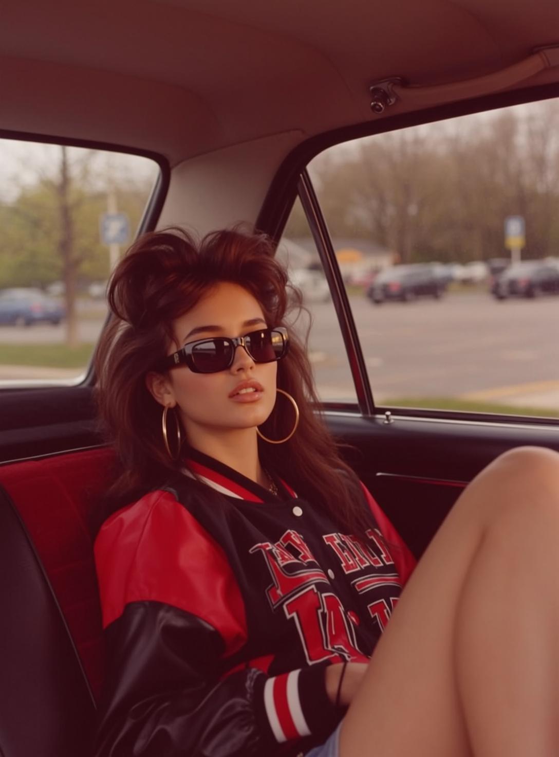 Varsity Jacket Denim Shorts Sunglasses