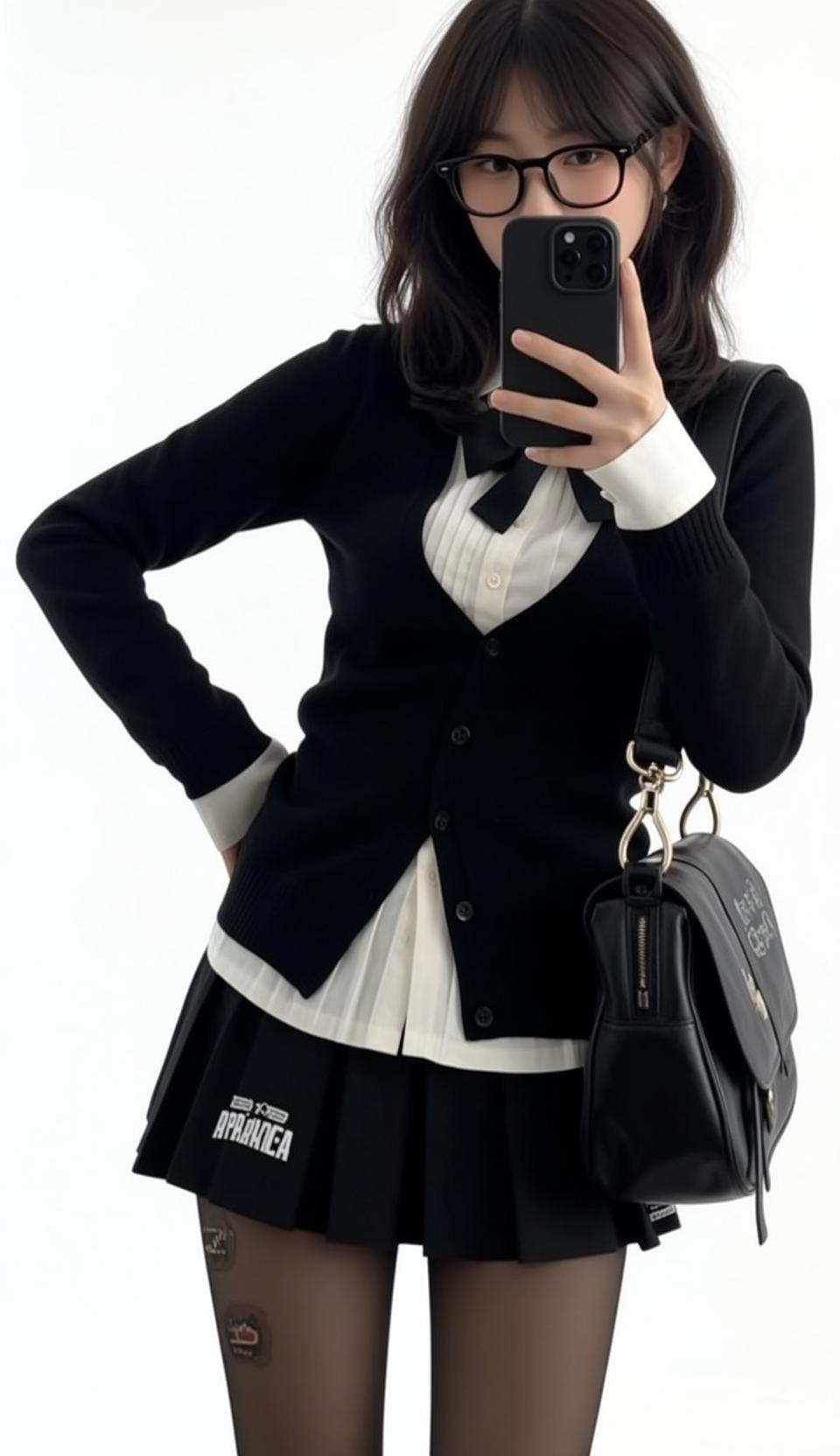 Black Bow Cardigan School Look