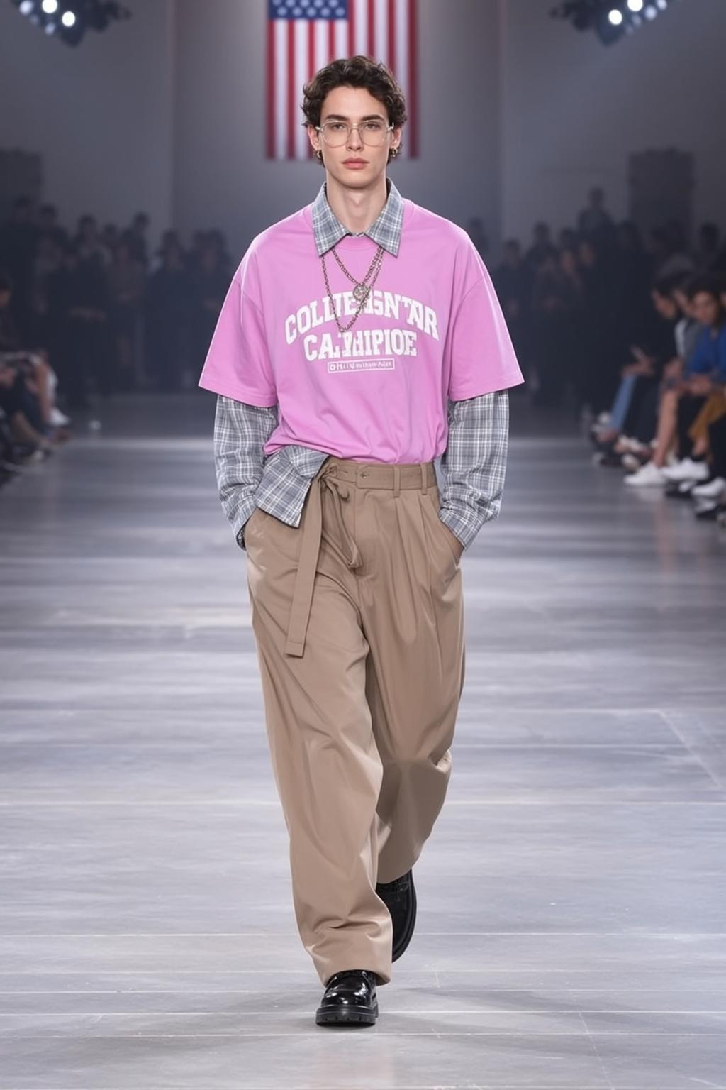 Fashion Week Young Dark Brown Curly Pale