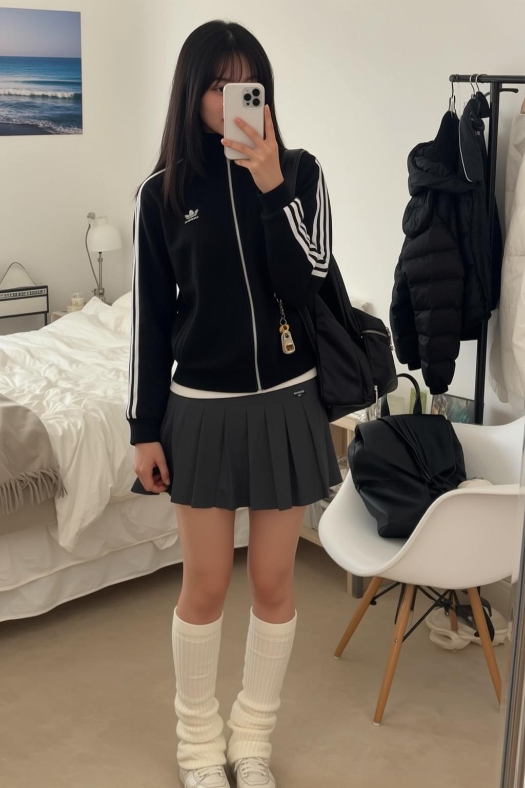 Acubi Stands Facing Holding Smartphone Her Right