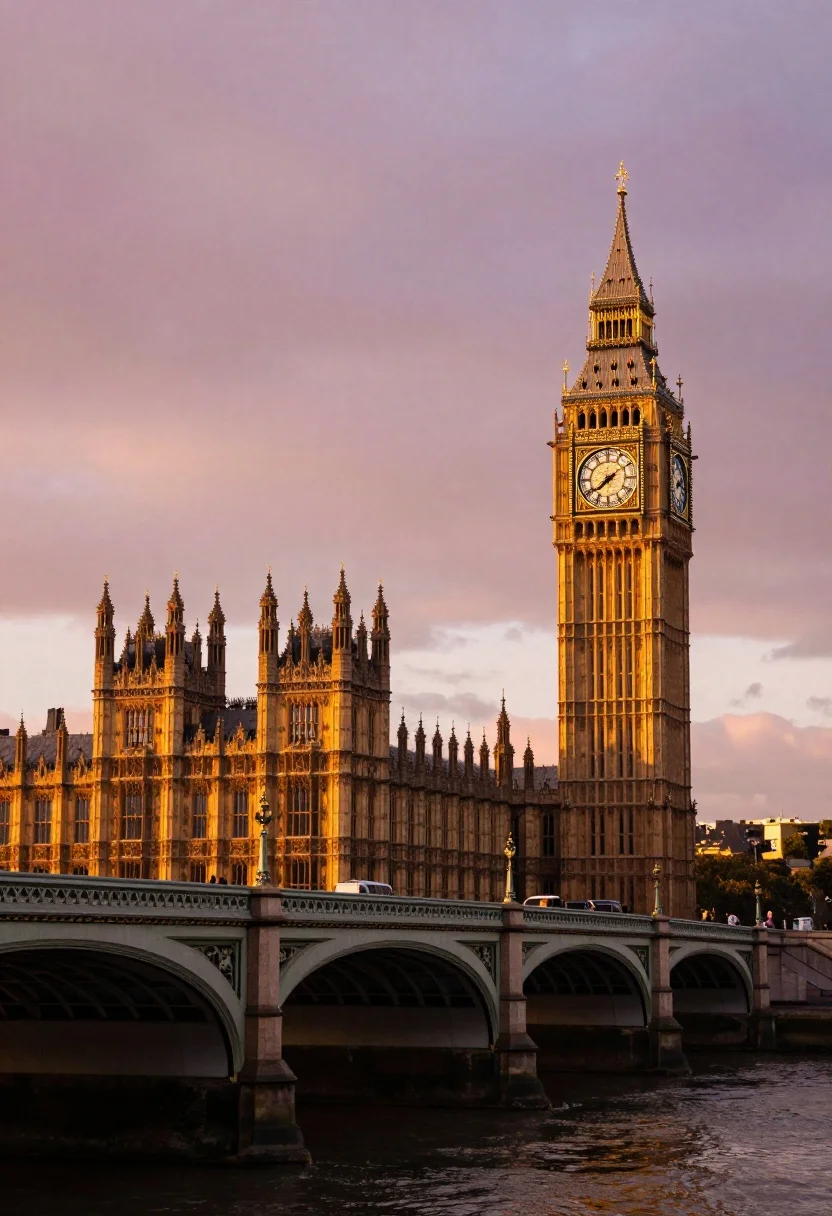 Majestic View The Palace Westminster And Big Ben Tower Sunset