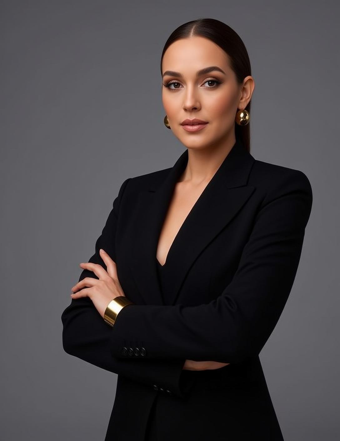 Luxury Dark Brown Pulled Back Sleek Ponytail